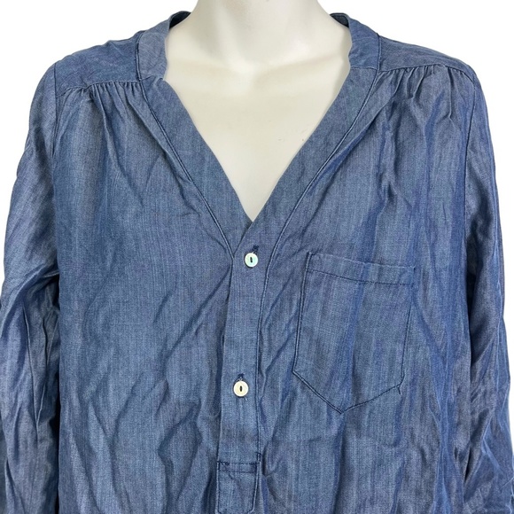 HONEY PUNCH Denim Chambray Long Sleeve Shirt Style Tunic V-Neck Dress sz Small S - Picture 2 of 16